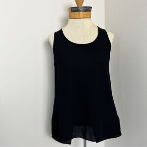 Express Black Sleeveless Sheer Blouse Half Open Back Sz XS (461)